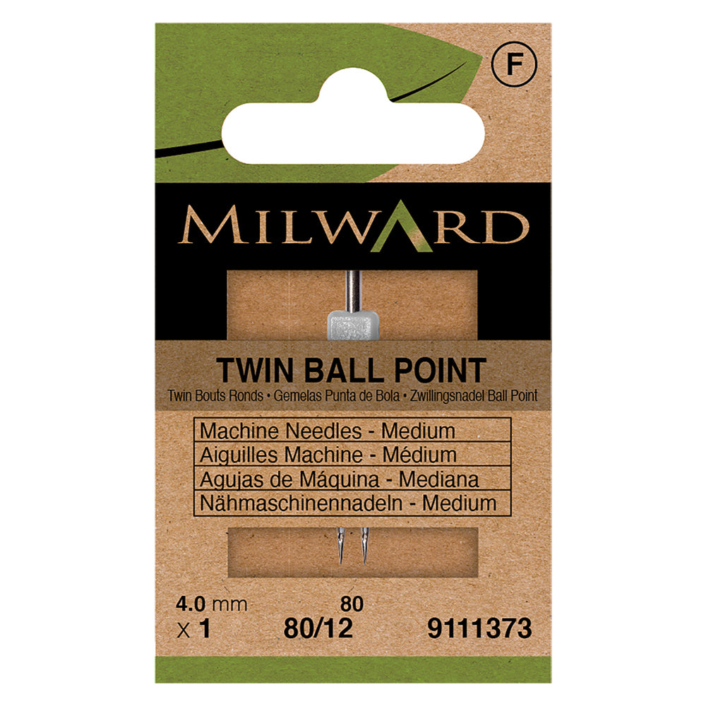 Milward twin ballpoint sewing machine needle 80/12 4mm