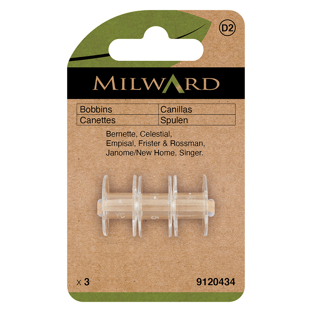 Three Milward universal class 15K plastic bobbins