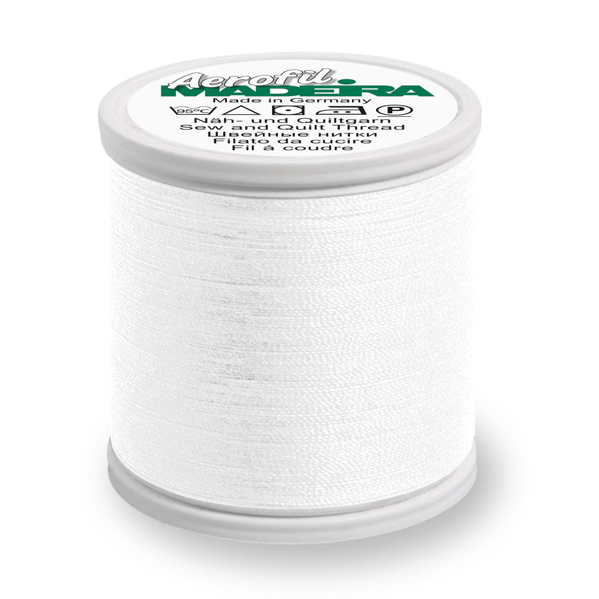 Spool of Madeira Aerofil sewing thread in Super White