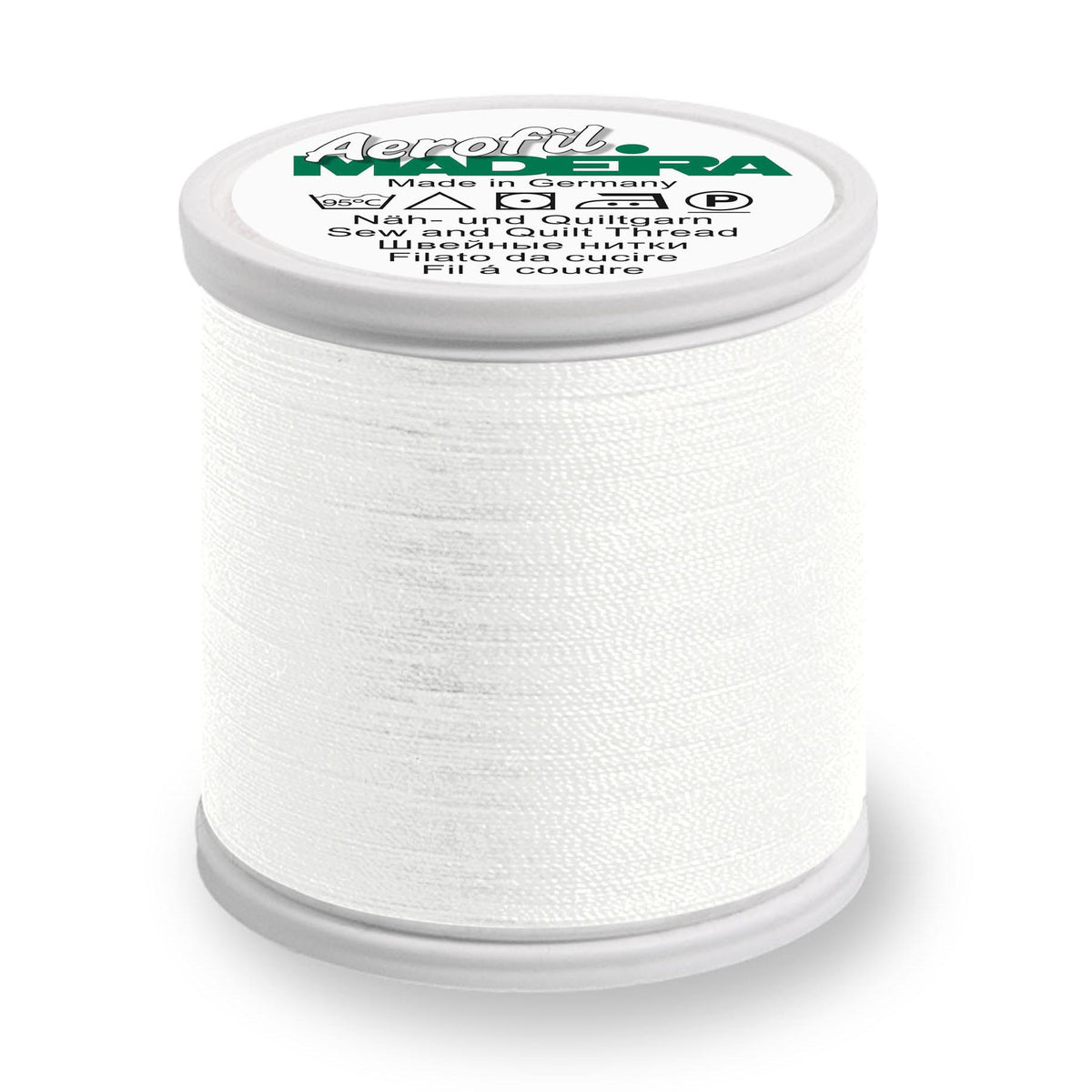 Spool of Madeira Aerofil sewing thread in Natural White