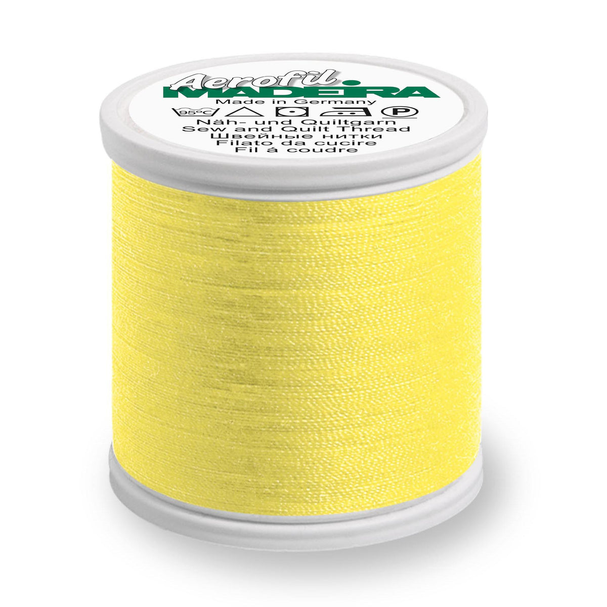 Madeira Aerofil No.120 400m spool of thread in Lemon Yellow