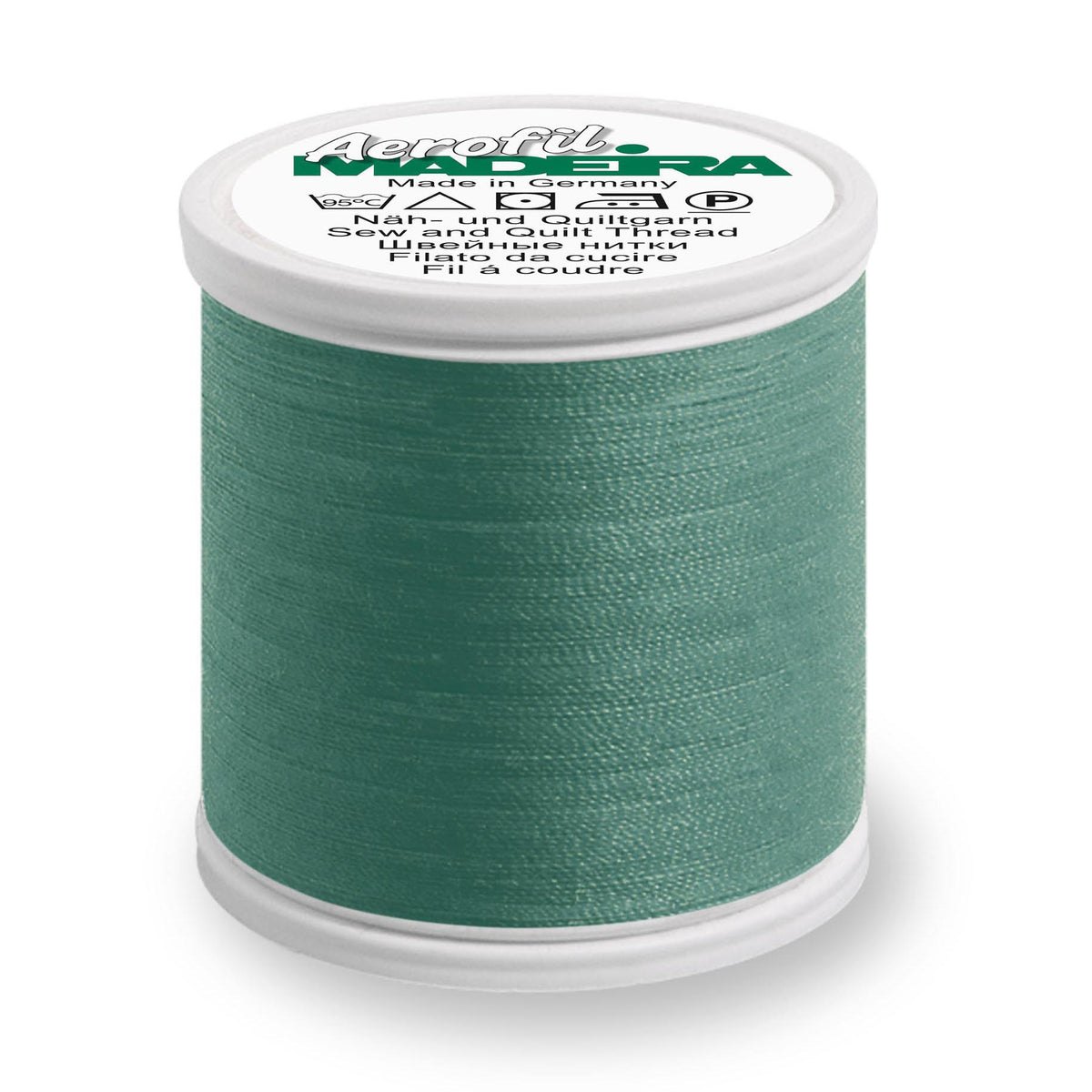 Spool of Madeira Aerofil sewing thread in Misty Forest