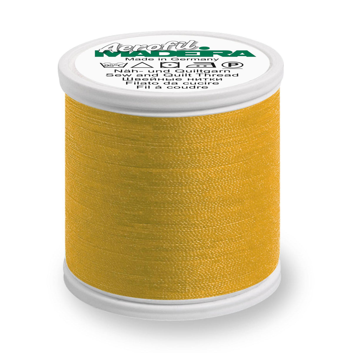 Spool of Madeira Aerofil sewing thread in Pumpkin