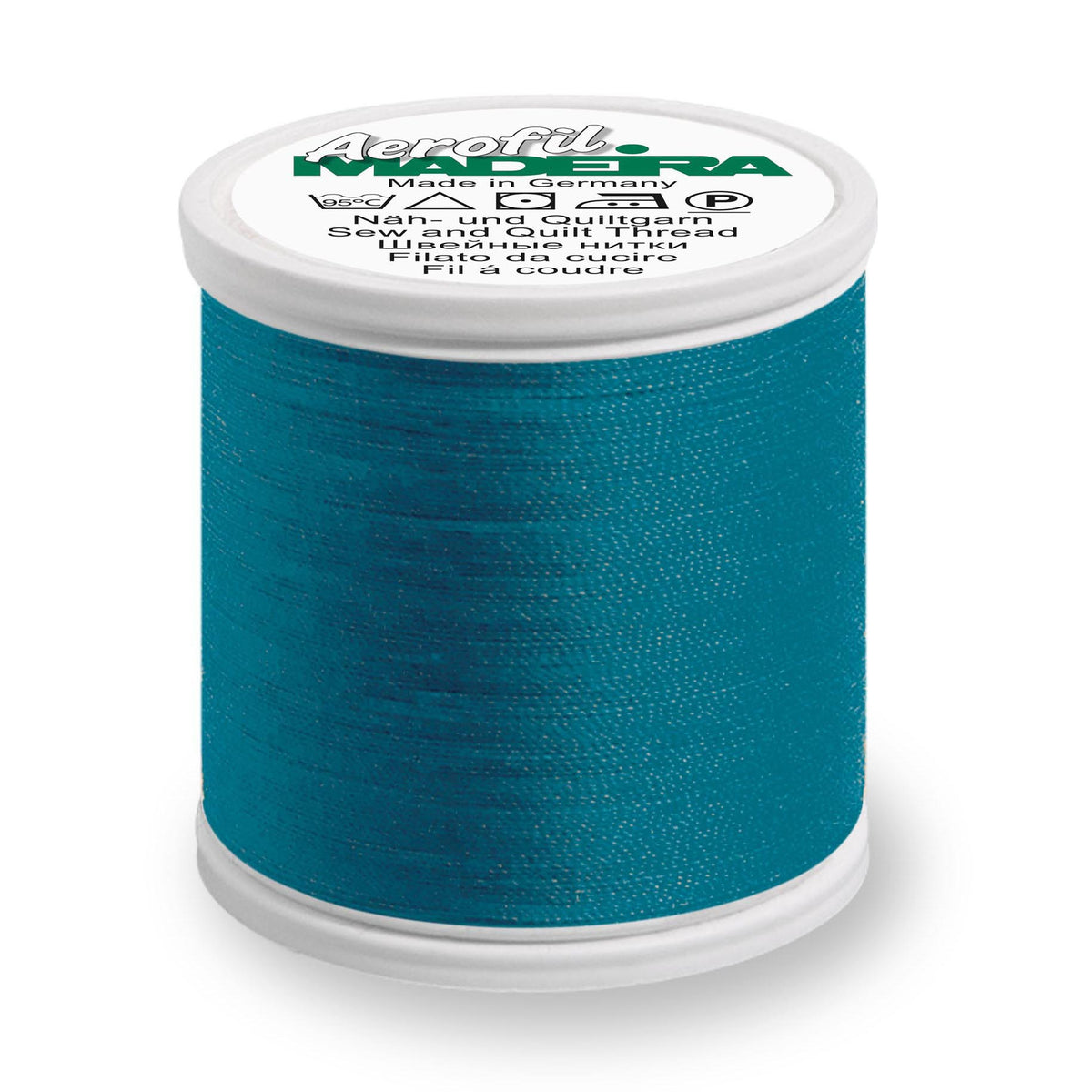 Spool of Madeira Aerofil sewing thread in Petrol