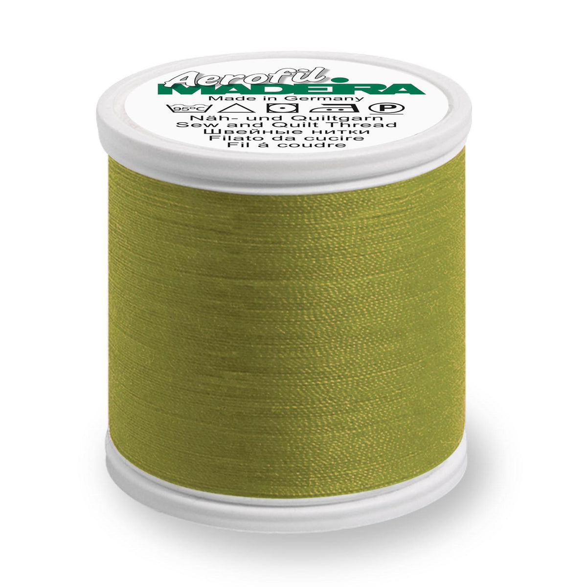 Spool of Madeira Aerofil sewing thread in Moss Green