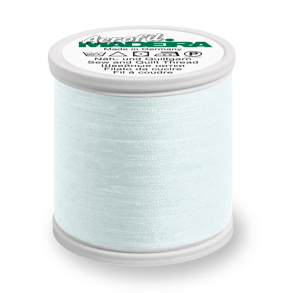 Spool of Madeira Aerofil sewing thread in Pale Aqua