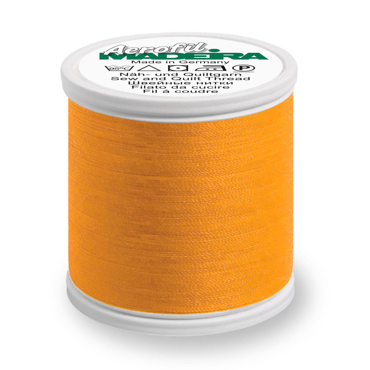 Spool of Madeira Aerofil sewing thread in Neon Orange