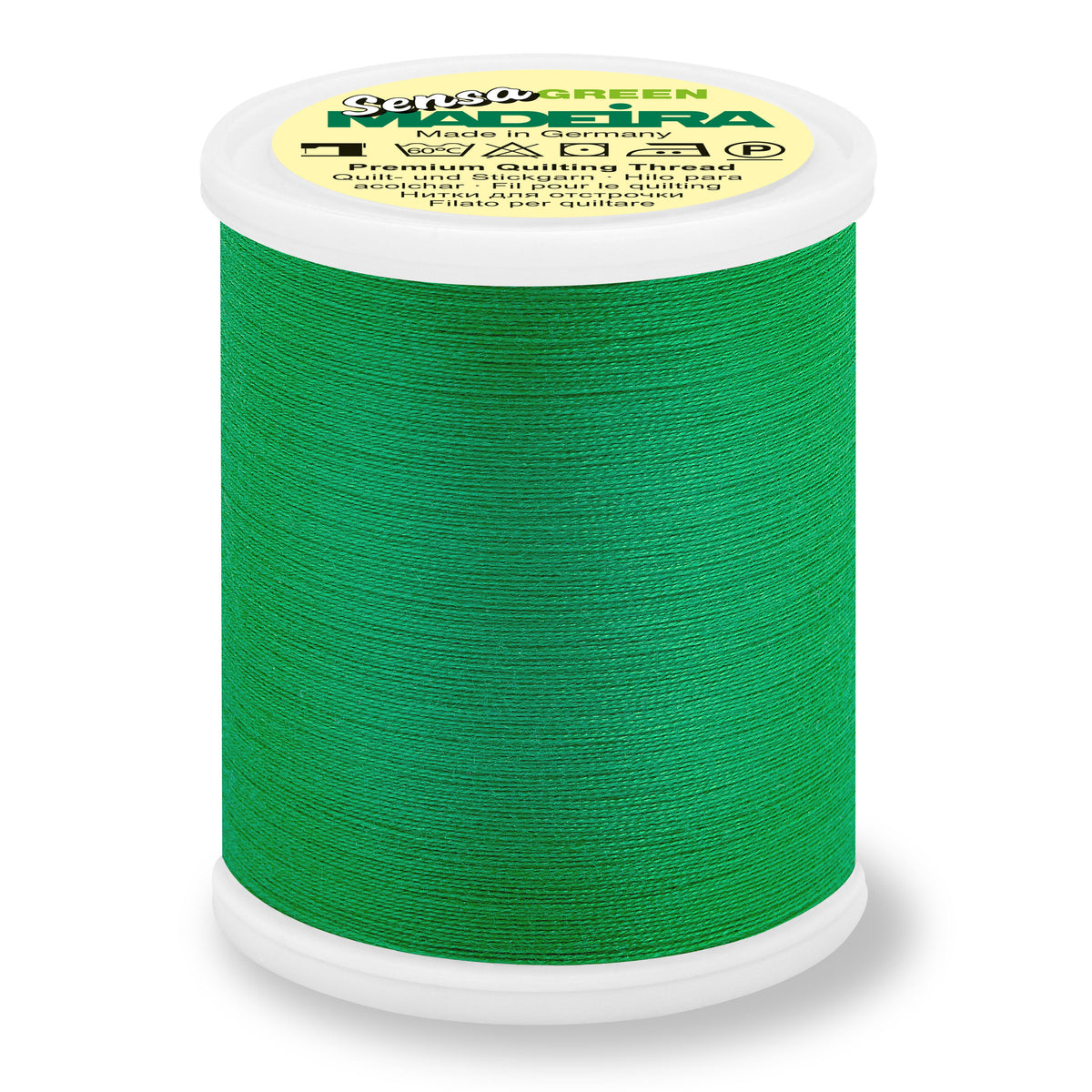 Spool of Madeira Sensa Green No. 40 embroidery thread in Emerald