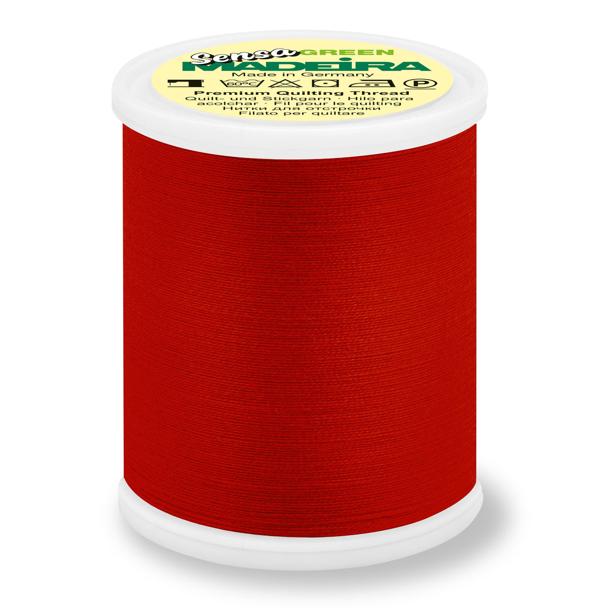 Spool of Madeira Sensa Green No. 40 embroidery thread in Ruby
