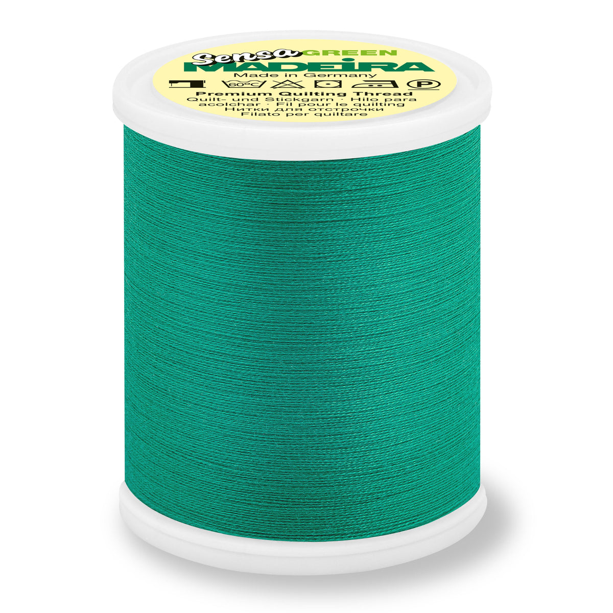 Spool of Madeira Sensa Green No. 40 embroidery thread in Caribbean Green