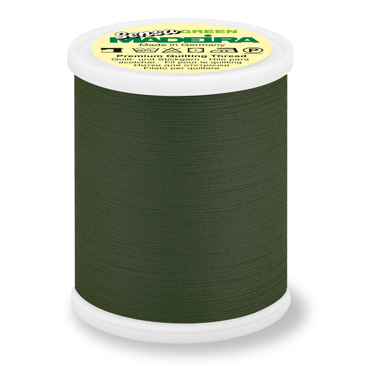 Spool of Madeira Sensa Green No. 40 embroidery thread in Avocado