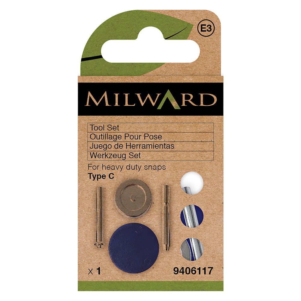 Milward heavy duty snap fastener fitting tool set