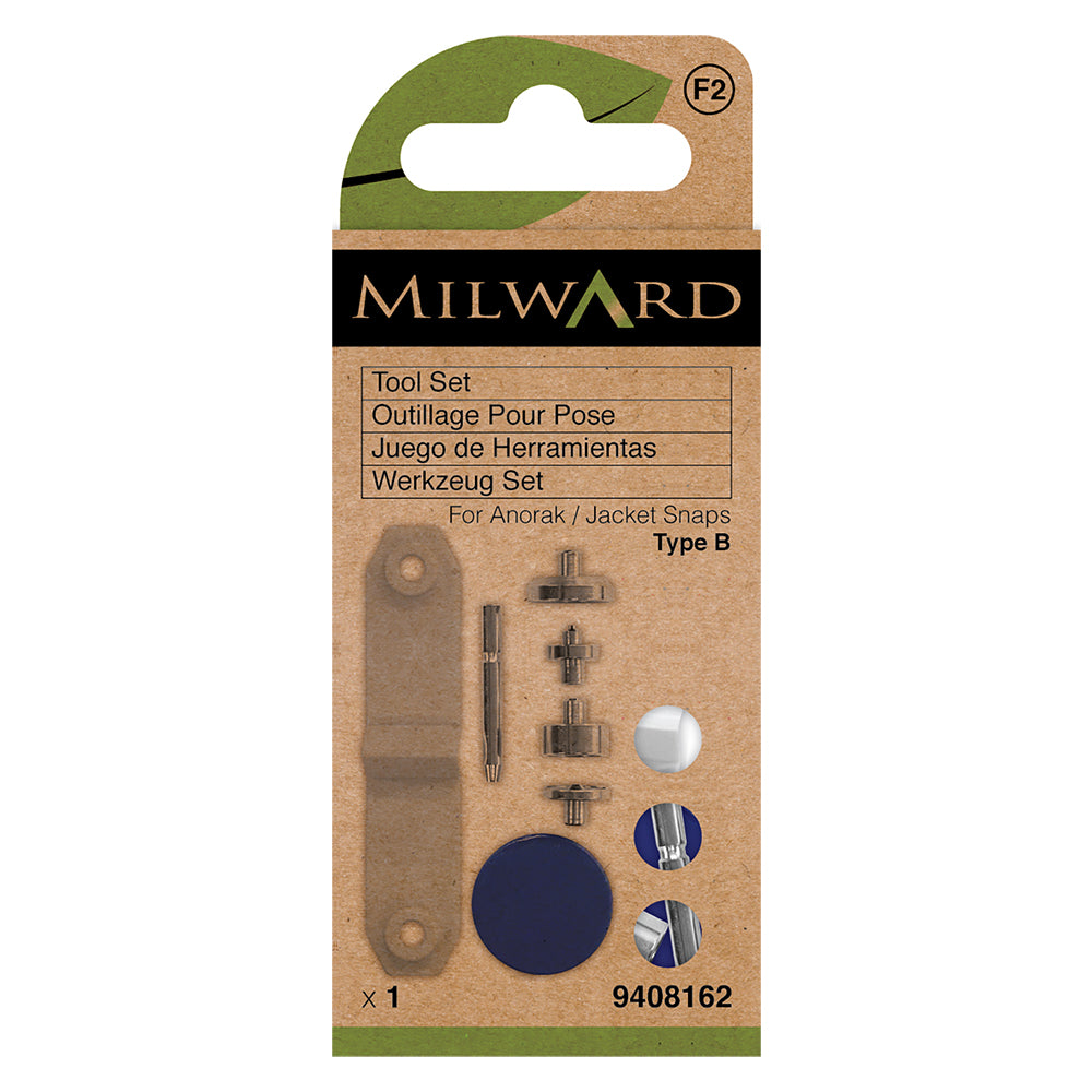 Milward anorak snap fastener fitting tool set