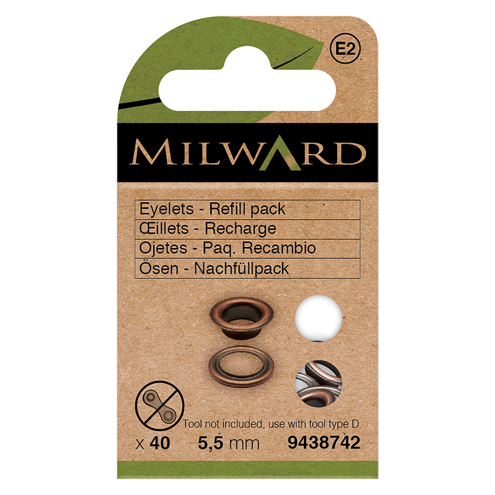 Pack of 40 bronze 5.5mm eyelets and washers