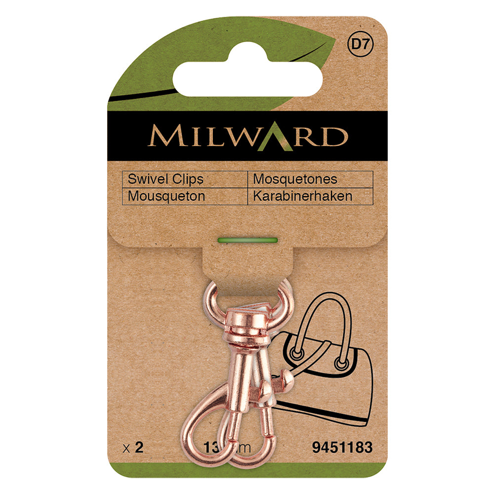 Two rose gold swivel clips