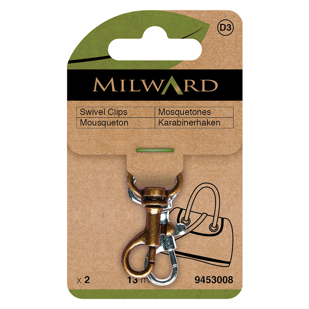 Two bronze swivel clips