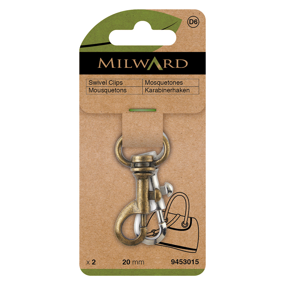 Two bronze swivel clips