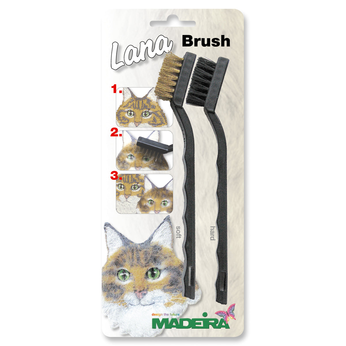 Two Madeira Lana brushes in retail packaging