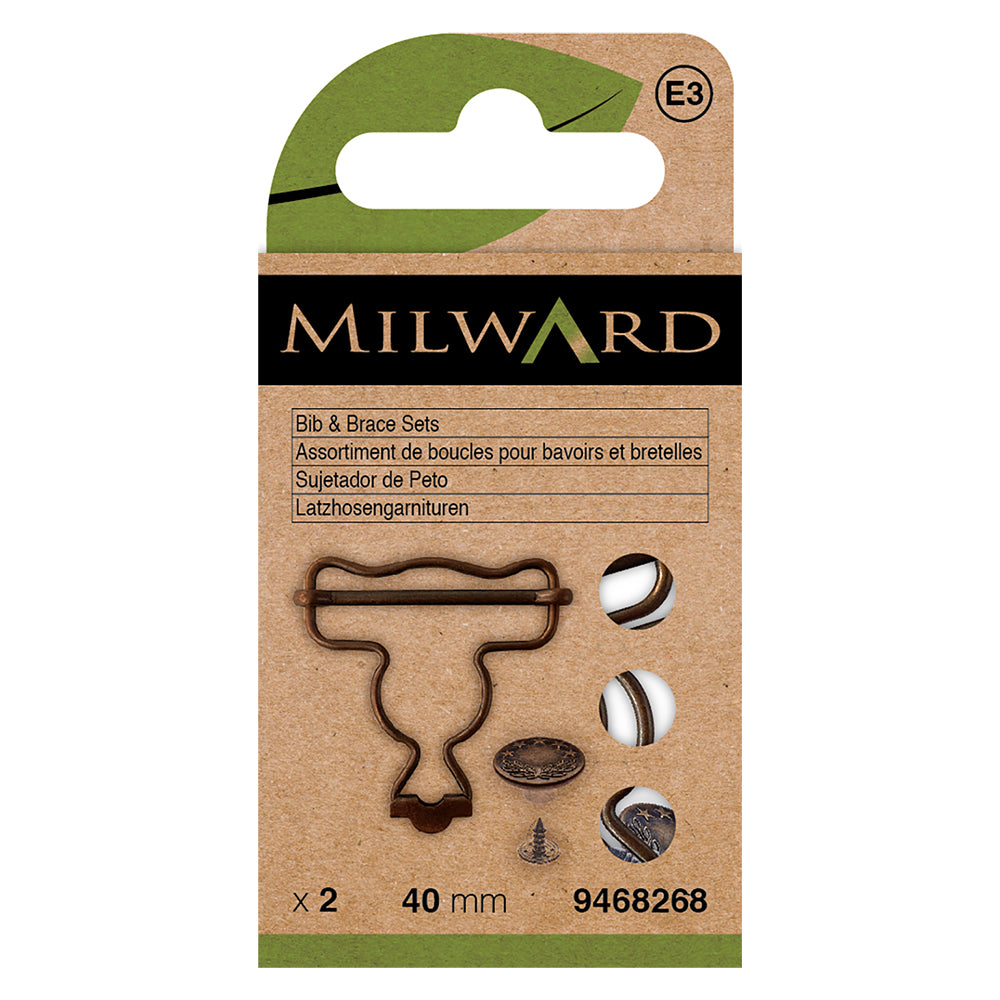 Bronze bib and brace clasps with buttons