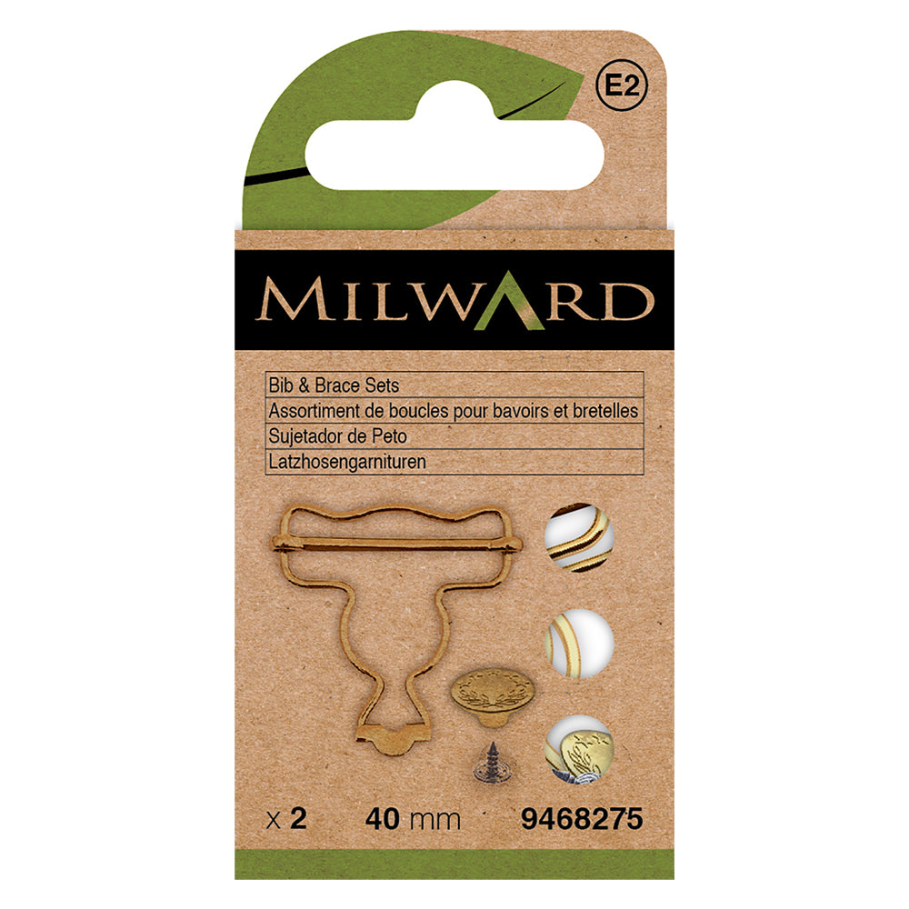 Gold bib and brace clasp with button