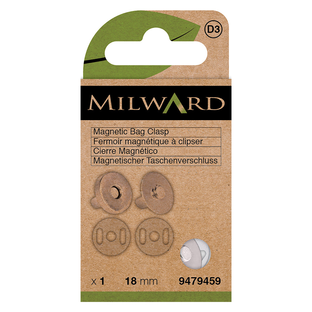 Silver round magnetic bag closure snap