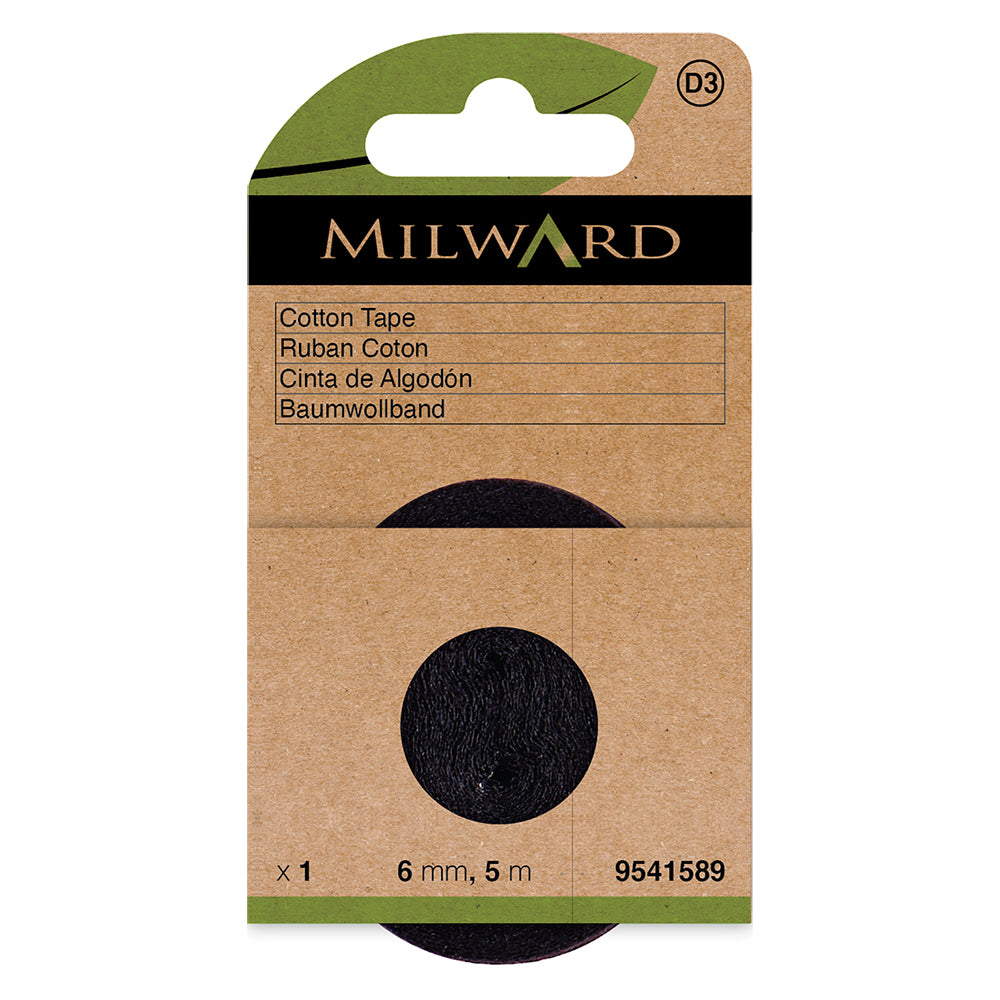 Roll of black 6mm cotton tape