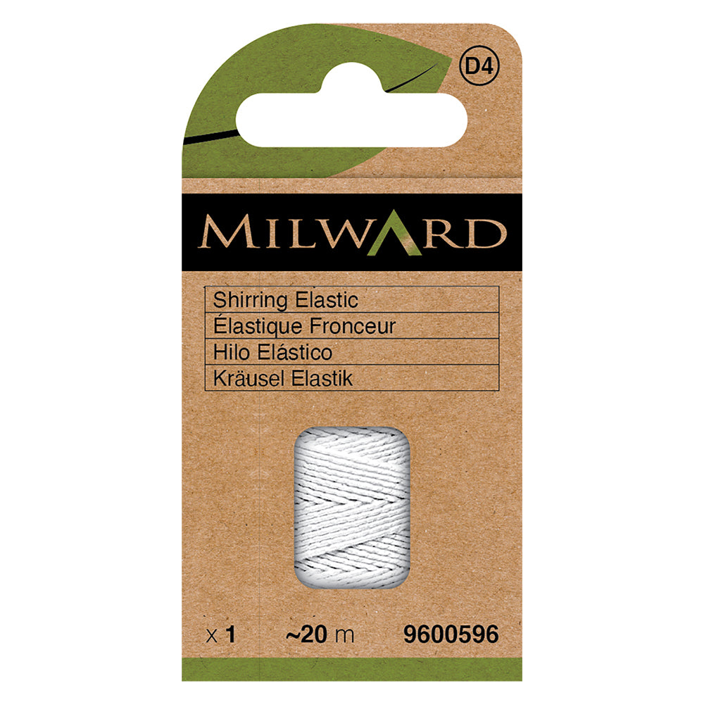 Card of white shirring elastic