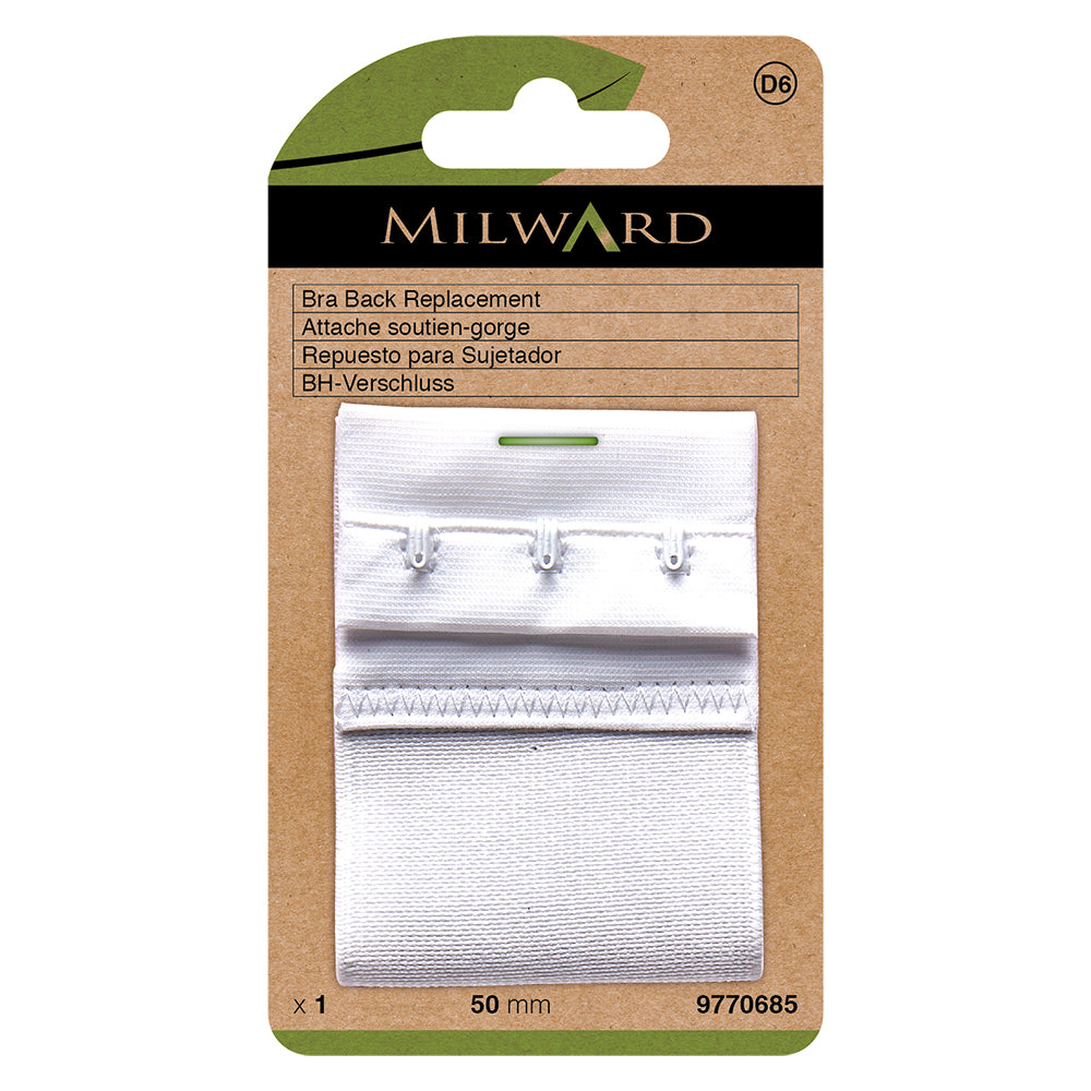 White 50mm hook and eye bra back replacement piece