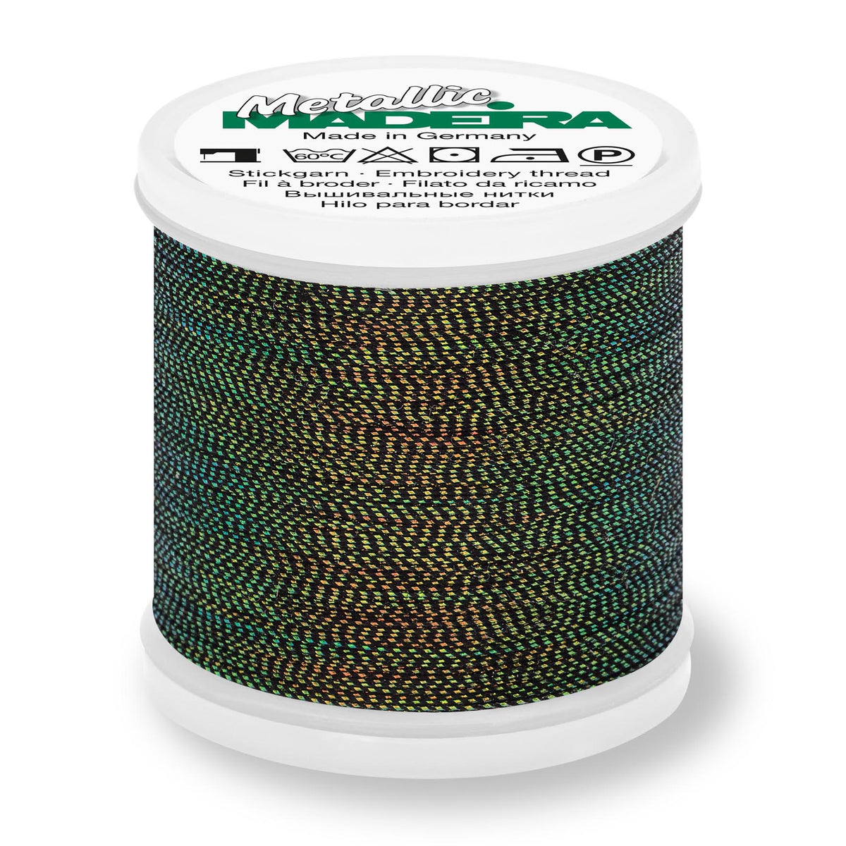 Spool of Madeira Metallic Soft No.40 embroidery thread in Opal
