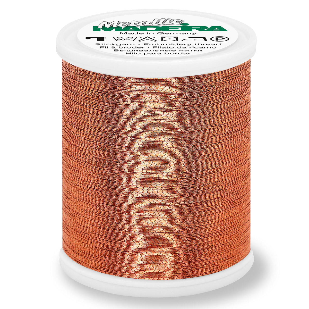 Spool of Madeira Brilliant metallic thread in copper