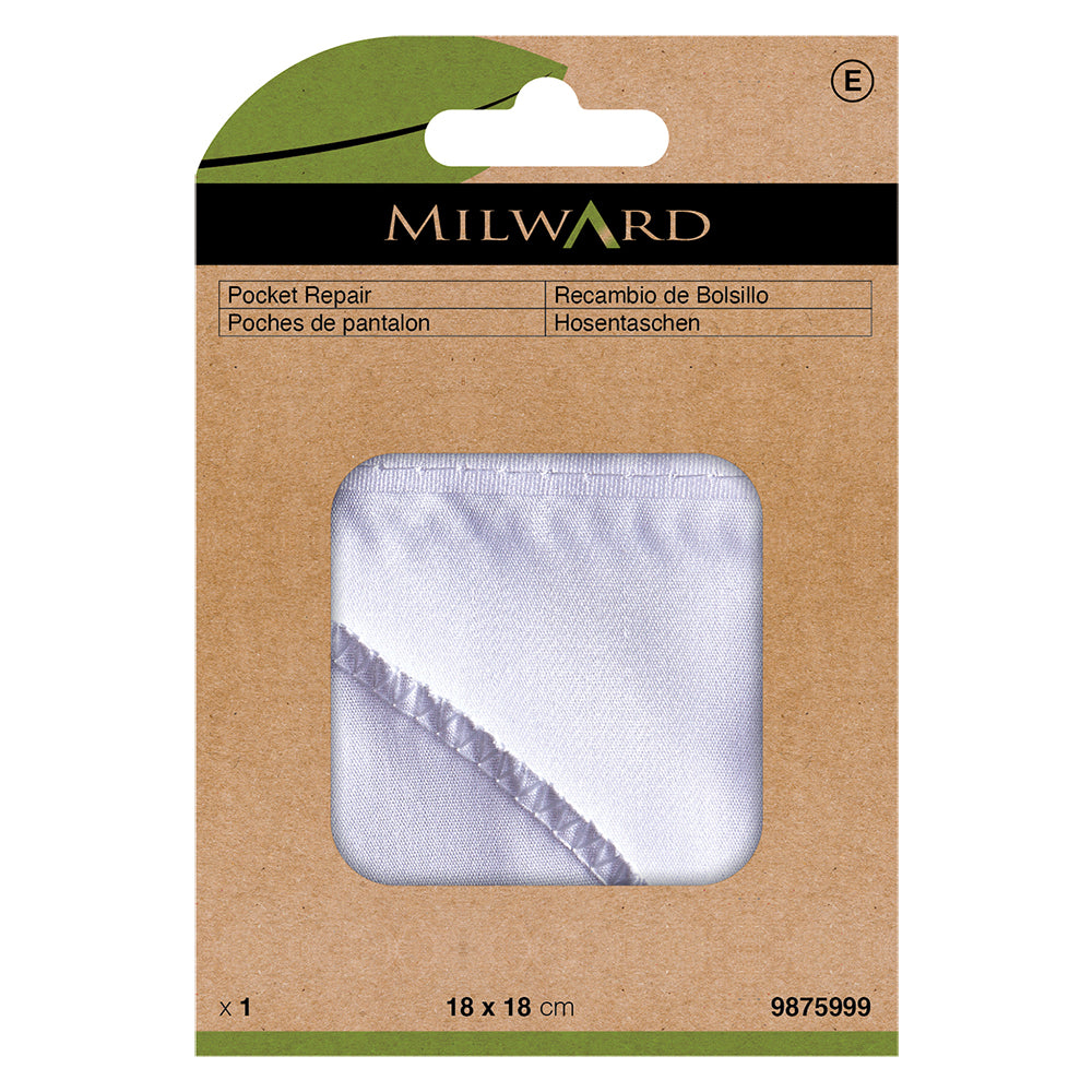 White iron-on pocket repair patch