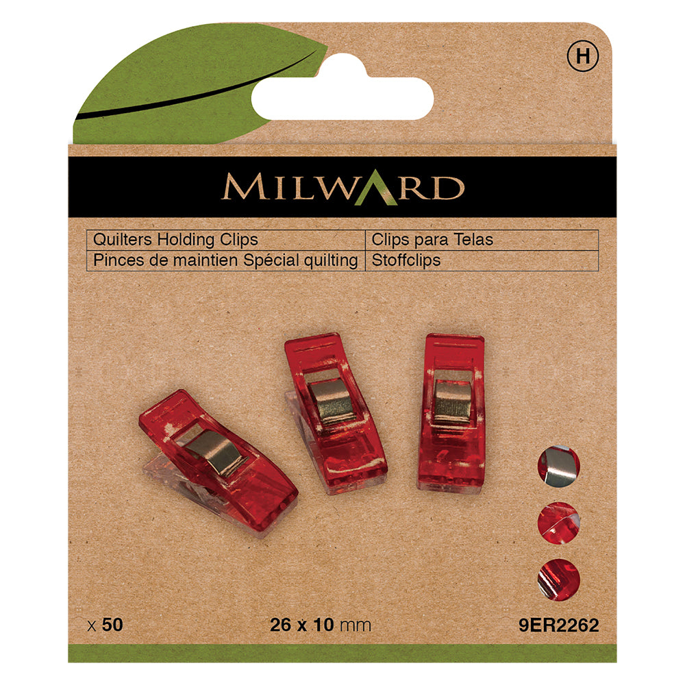 Pack of small clear quilt clips
