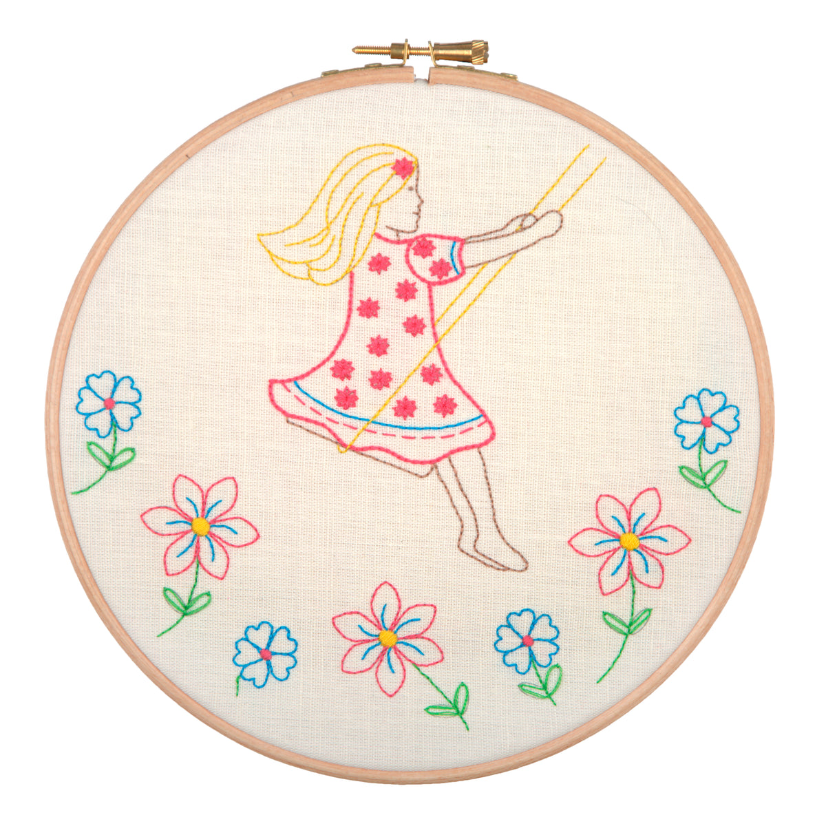 Anchor Summer Days embroidery hoop kit with stitched design
