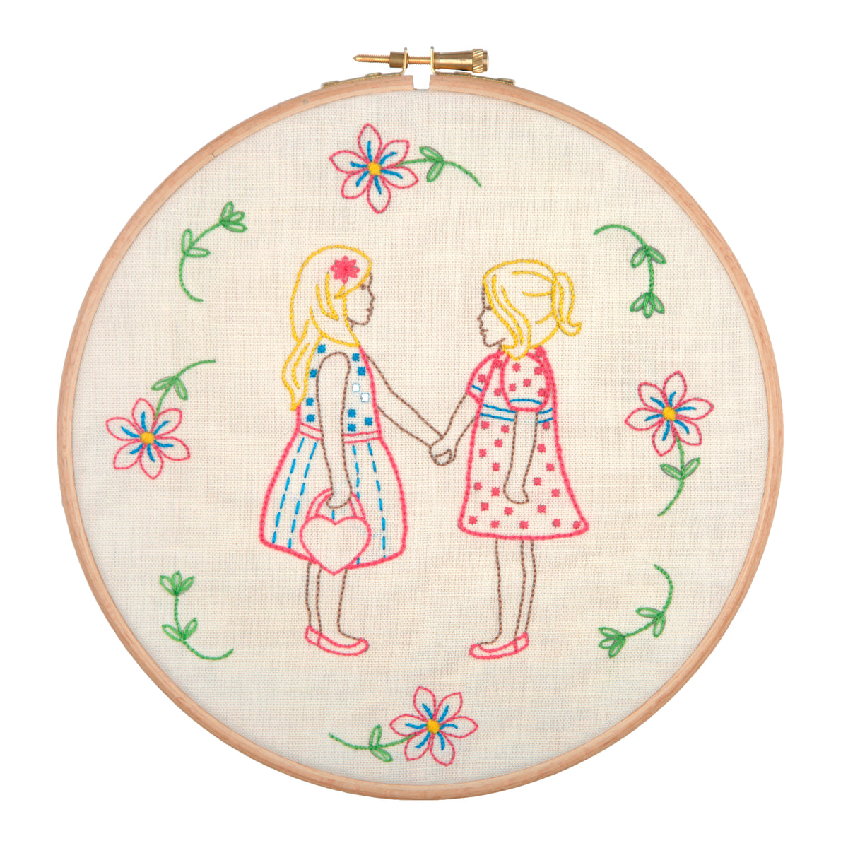 Anchor Friends for Ever embroidery hoop kit with stitched design