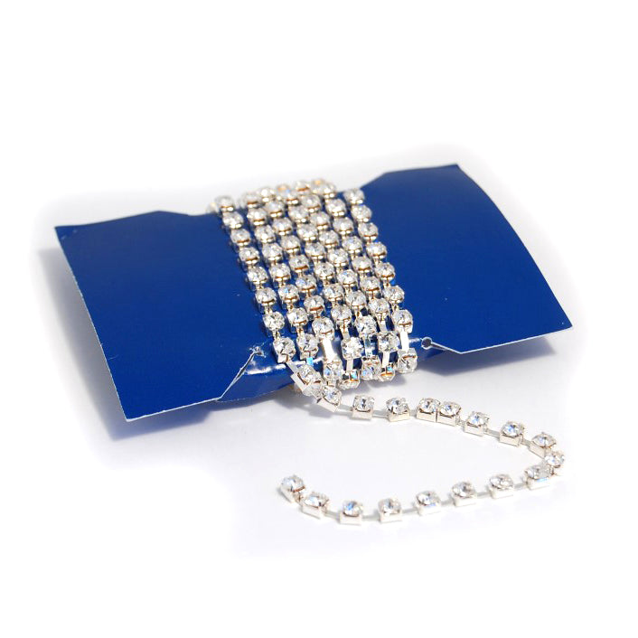 Silver diamante chain trim