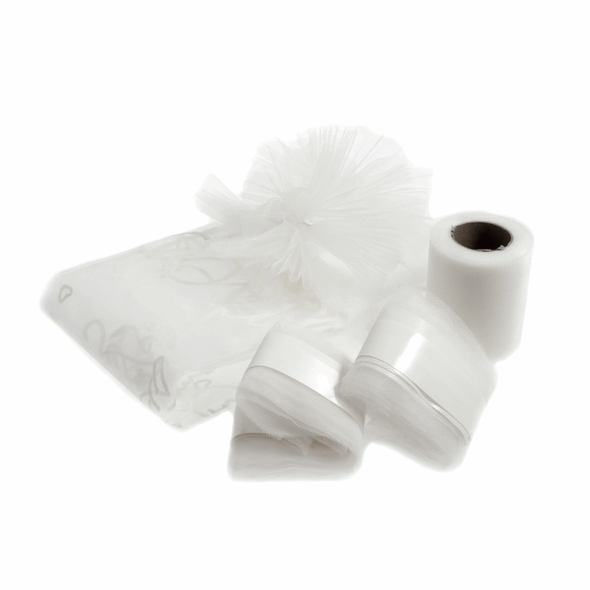 White Tulle Wedding Ribbon Car Kit
