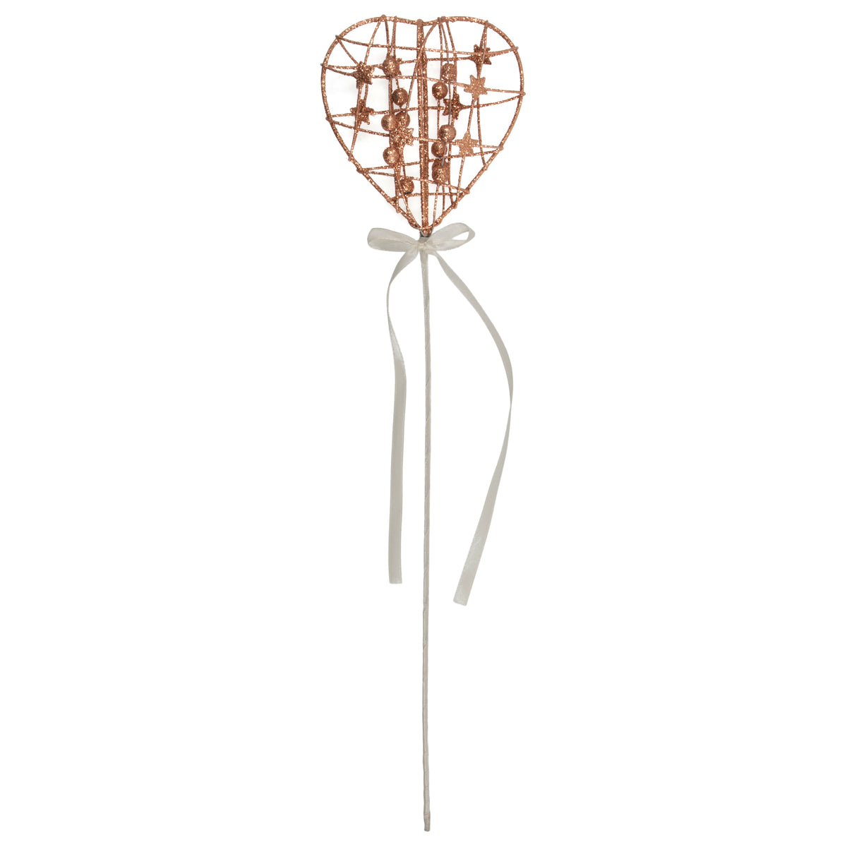 Rose gold heart wand with ribbon