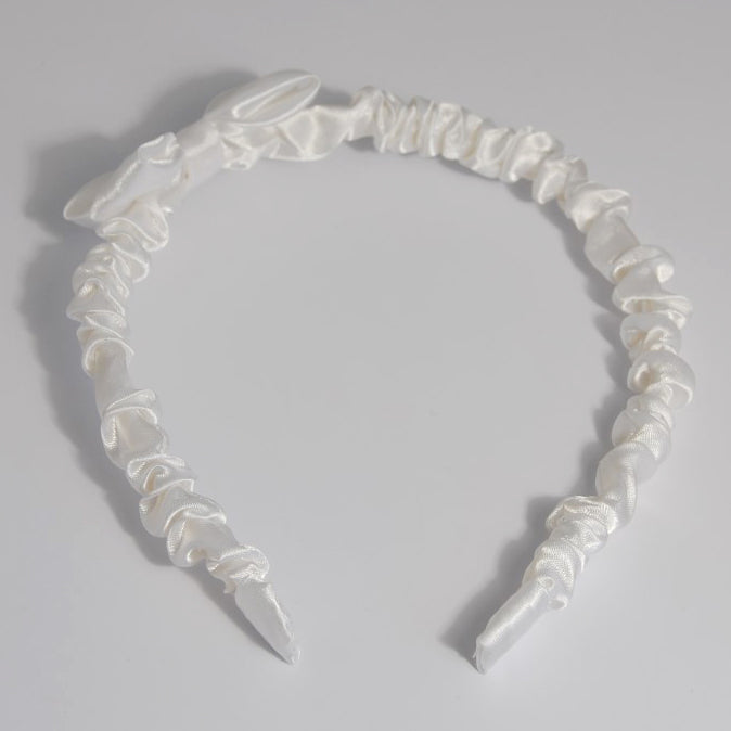 White satin hair band with bow
