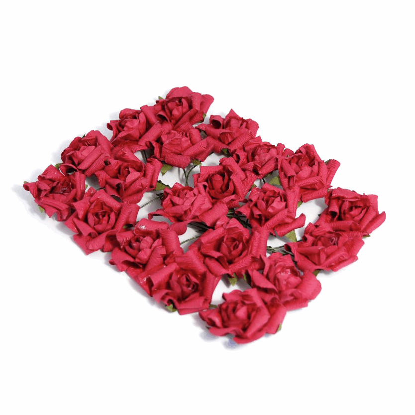 Burgundy Paper Rose Heads - 3.4cm (Pack of 20)