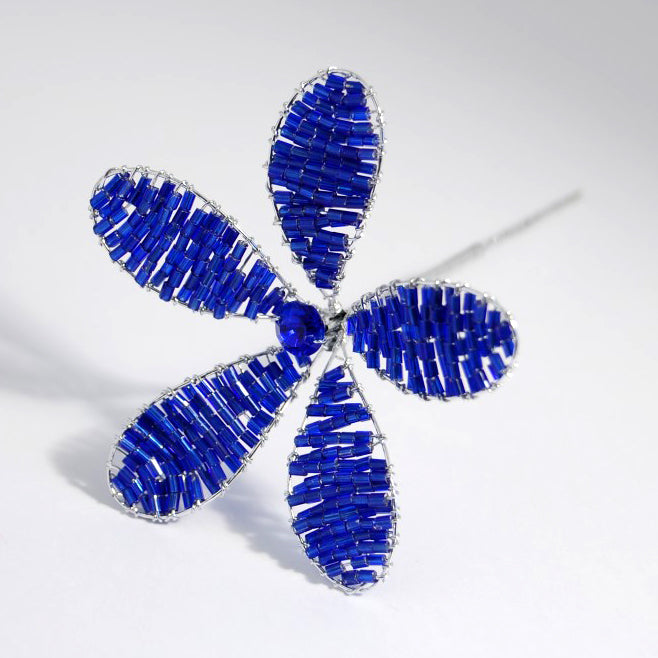 Sapphire blue crystal bead flower pick