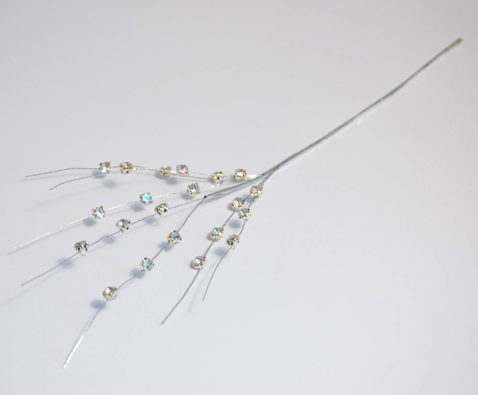 Diamante spray pick with iridescent and silver stones