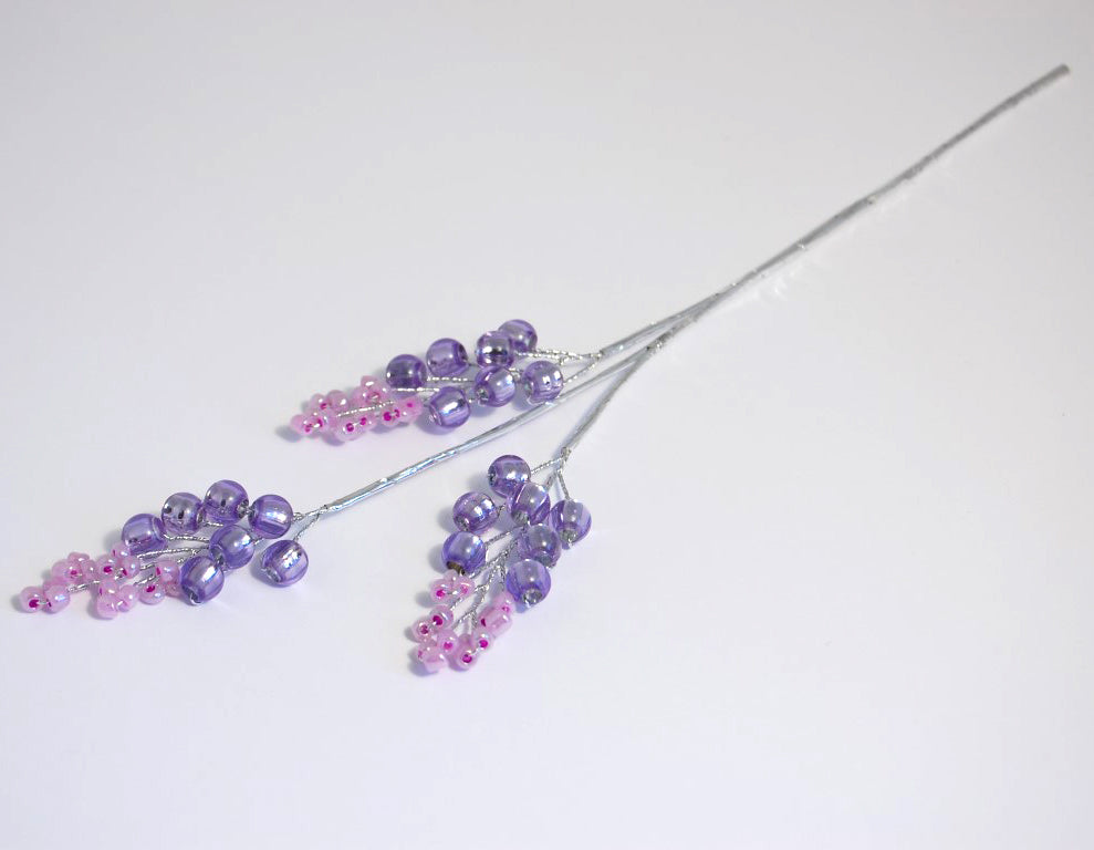 Lavender & Silver crystal berry spray picks