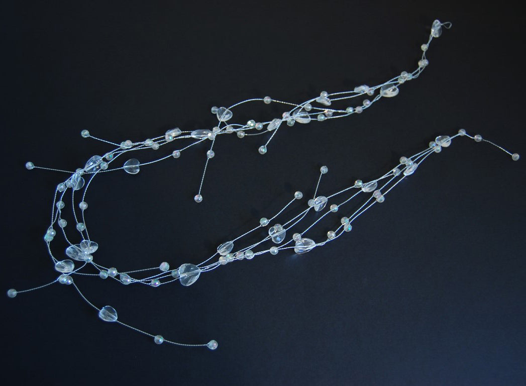 Iridescent bead and heart garland
