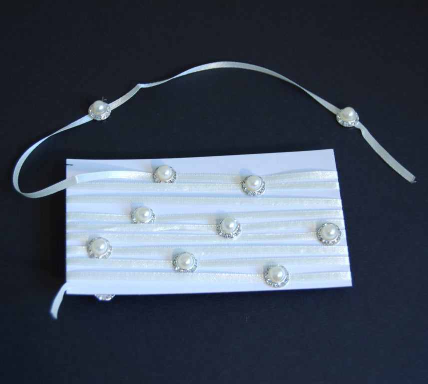 Cream ribbon trim with pearls and diamante