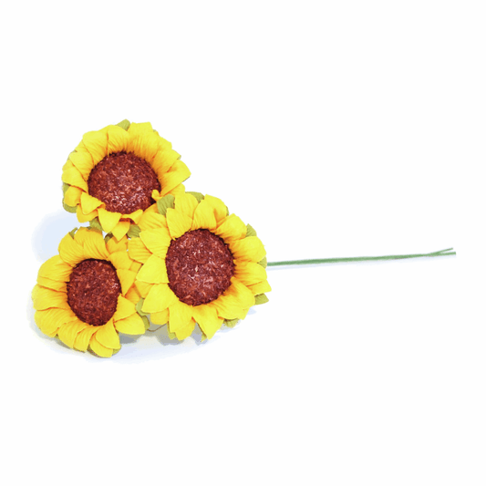 Yellow Sunflower Bunch - 5.2cm (Pack of 3 Stems)