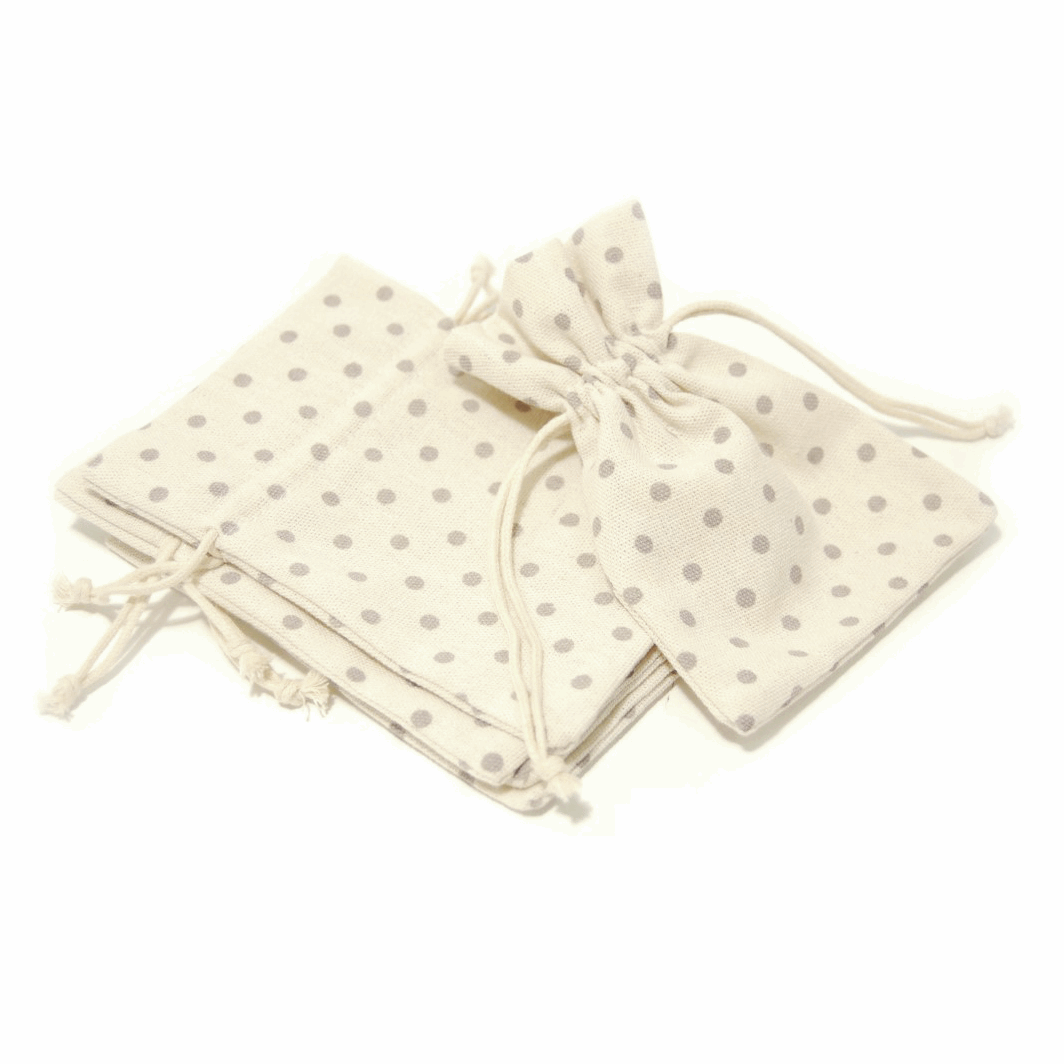 Grey Dot Cotton Bag with Drawstring (Pack of 5)