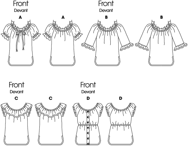 Butterick B4685 sewing pattern envelope showing the pullover top designs