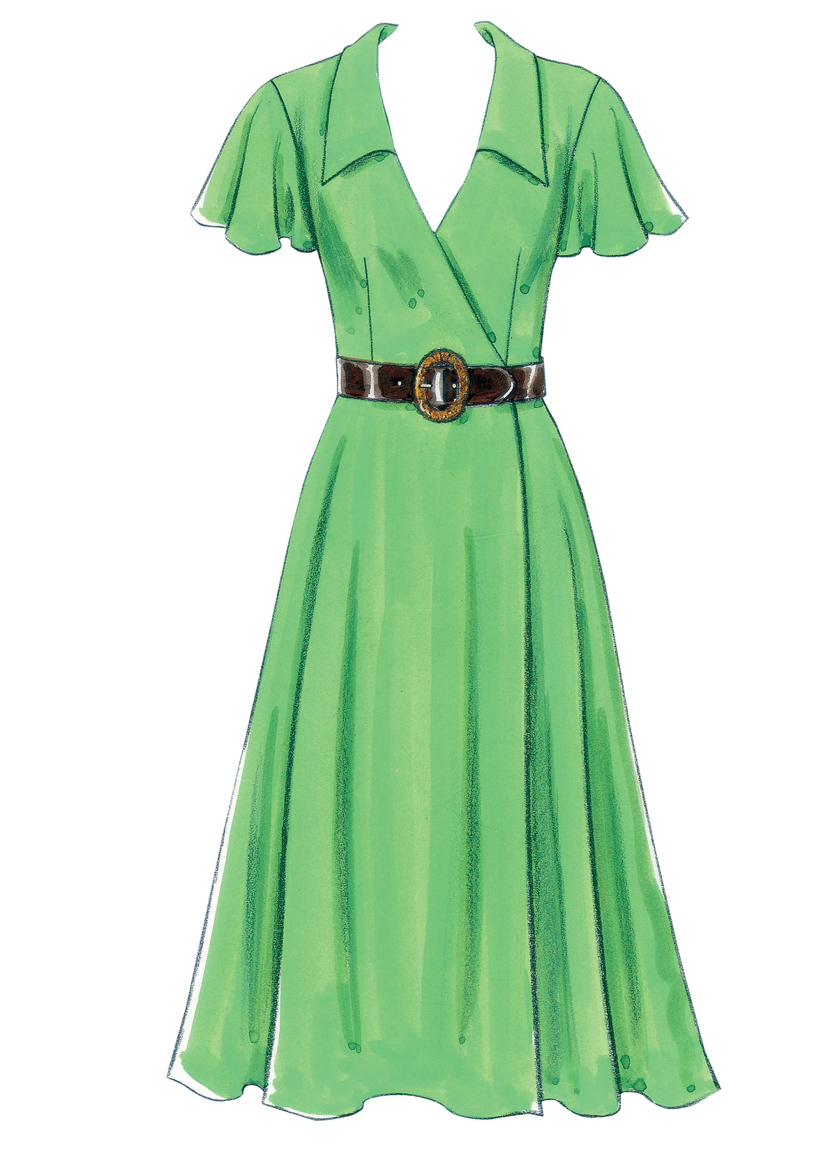 Butterick B5030 sewing pattern envelope showing the wrap dress designs