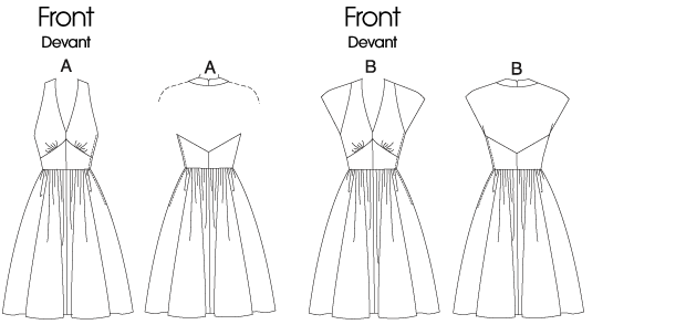 Butterick B5209 sewing pattern envelope showing the halter & cap sleeve dress designs