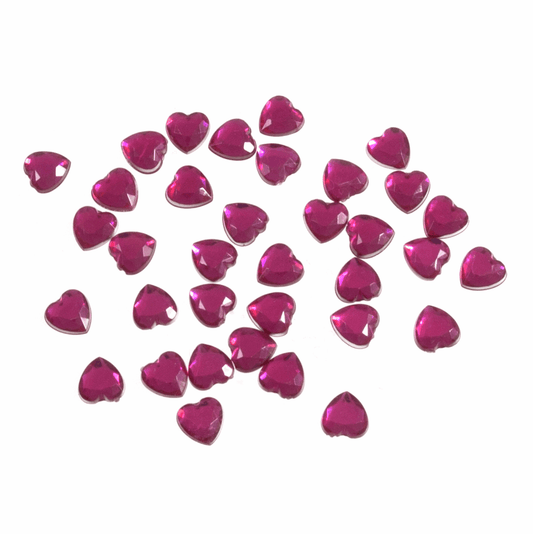 Trimits Cerise Glue-On Acrylic Stones - Heart 6mm
